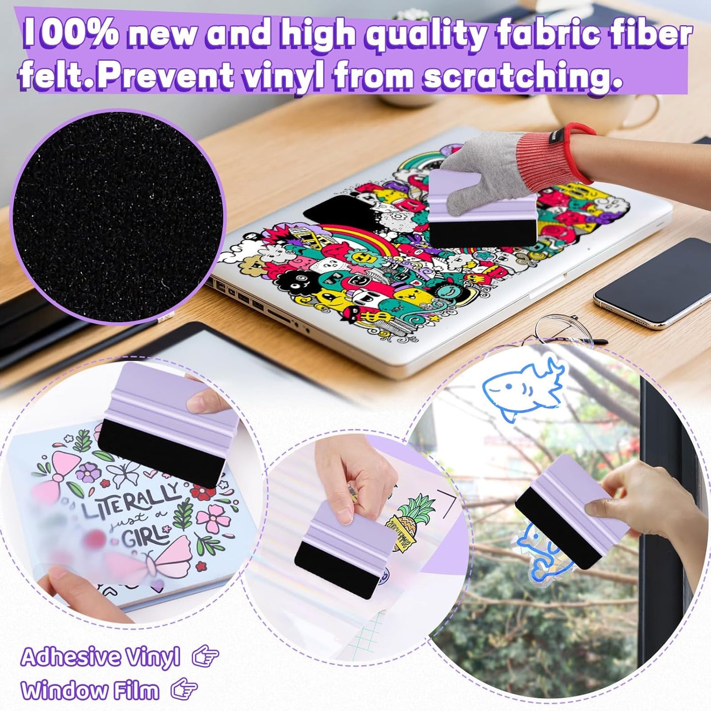 Brayer Roller Set, 4 PCS – Printmaking Brayer with Pin Pen, Tweezers & Felt Squeegee for Vinyl, Iron-On, Scrapbooking, Stamping, and Card Making