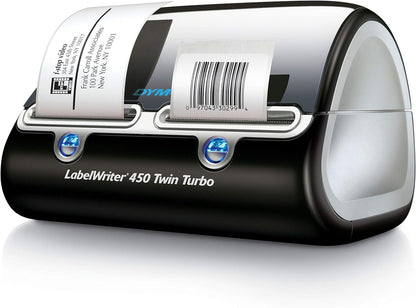 DYMO Label Printer | Label Writer 450 Twin Turbo Direct Thermal Printer Fast Printing Great for Labeling Filing Shipping Mailing Barcodes and More Home & Office Organization