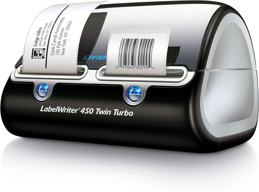 DYMO Label Printer | Label Writer 450 Twin Turbo Direct Thermal Printer Fast Printing Great for Labeling Filing Shipping Mailing Barcodes and More Home & Office Organization