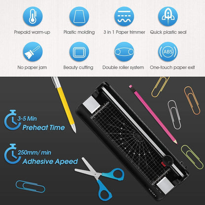 Laminator Machine for A3/A4/A6, YE381 13Inch Thermal & Cold Laminating Machine for Home Office School Teacher Use with 50 Pouches, Paper Trimmer and Corner Rounder | YE381 Thermal & Cold Laminating Machine for Home Office School Teacher Use , Built in Paper Trimmer and Corner Rounder