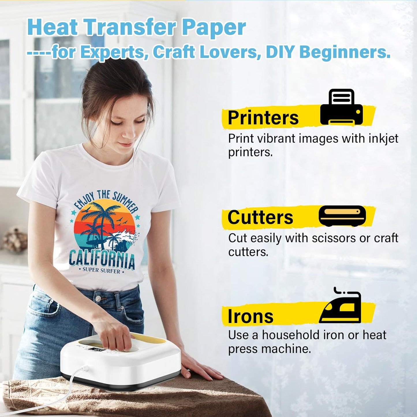 Printable Heat Transfer Paper for T-Shirts 10 Sheets, 11" X 17" Printable Heat Transfer Vinyl for Inkjet Printer, Iron on Transfer Paper for Light and Dark Fabric (Matte)