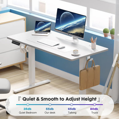 Electric Standing Desk, Height Adjustable Desk, 55 X 24 Inches Ergonomic Stand up Desk with Memory Preset and T-Shaped Metal Bracket for Home Office