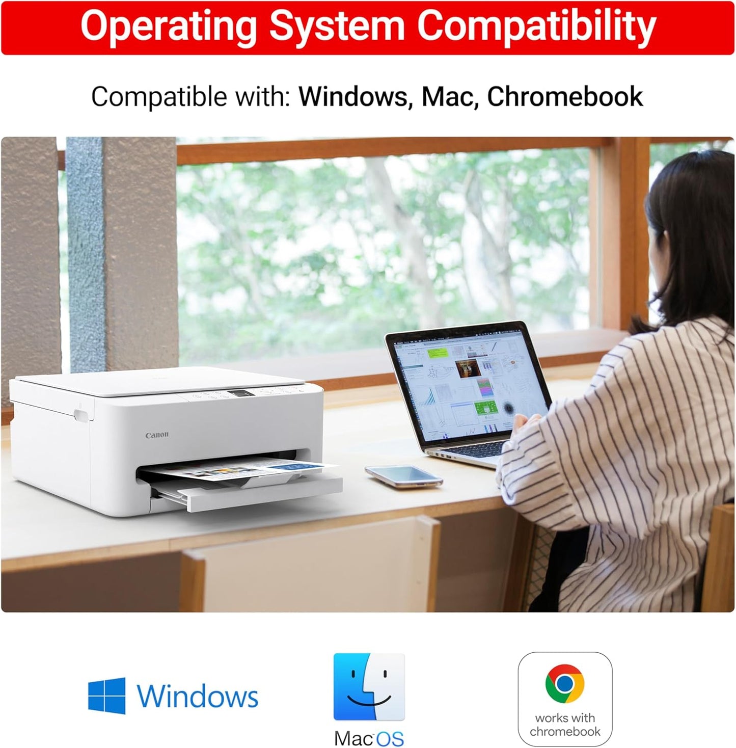 Canon PIXMA TS6520 Wireless Color Inkjet Printer Duplex Printing, White – Home Printer with Copier/Scanner, 1.42” OLED Display, Intuitive Control Panel, Compact Design | Copier/Scanner, 1.42' OLED Display, Intuitive Control Panel, Compact Design, Duplex Printing