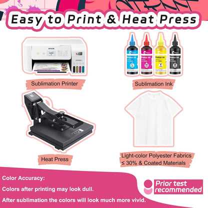 Sublimation Paper 8.3 X 11.7 Inch 100 Sheets 120Gsm Work with Sublimation Printer and Sublimation Ink, Heat Transfer Paper for Coated Mugs, Tumblers, Polyester T-Shirts, Light Fabric