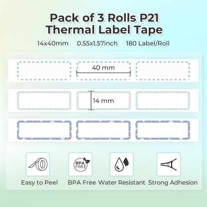 NELKO P21 Genuine Adhesive Pattern with Border Label Paper 14X40Mm (0.55Inchesx1.57Inches) 180 Labels/Roll, 3 Rolls, for Home Office Organization, Gift for Decoration, Compatible with P21 Label Maker