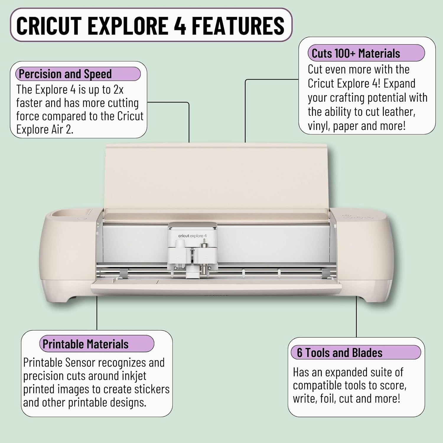 Cricut Explore 4 Machine with Vinyl and Iron-On Bundle - Beginner Friendly Craft Cutting Machine with Essential Materials, HTV and Adhesive Vinyl Variety Pack- DIY Decor Projects, Apparel and Decals