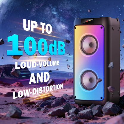 Party Speaker, Portable Bluetooth Speaker with 2 Microphone, Stereo Bass Speaker for Christmas Party