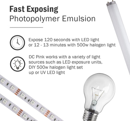 Ecotex DC Pink Screen Printing Emulsion (Pint - 16Oz.) - Diazo Required Photo Emulsion for Silk Screens and Fabric - for Plastisol and Water Based Ink, Printing Supplies