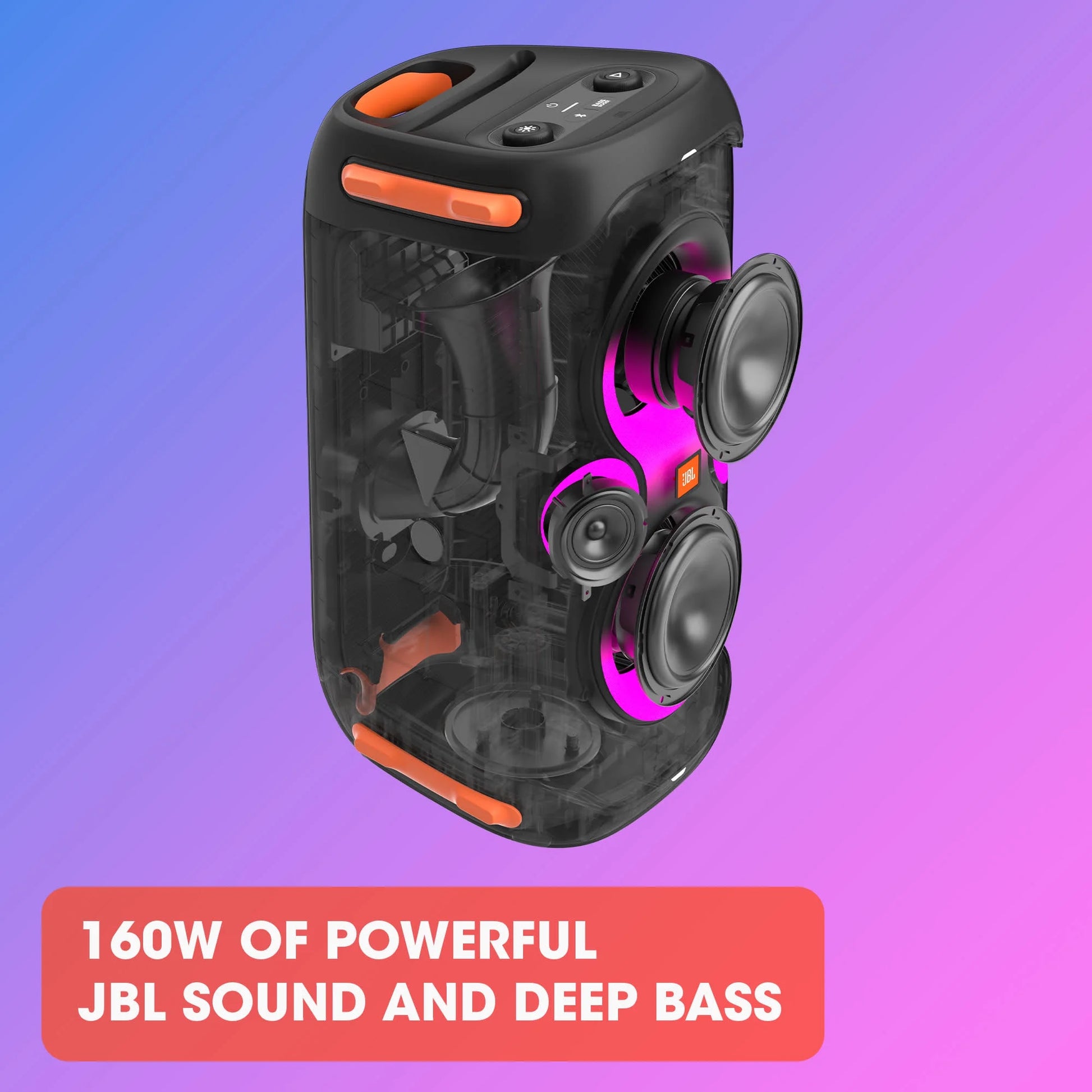 Partybox 110 - Portable Party Speaker with 160W Powerful Sound, Built-In Lights and Splashproof Design - Black