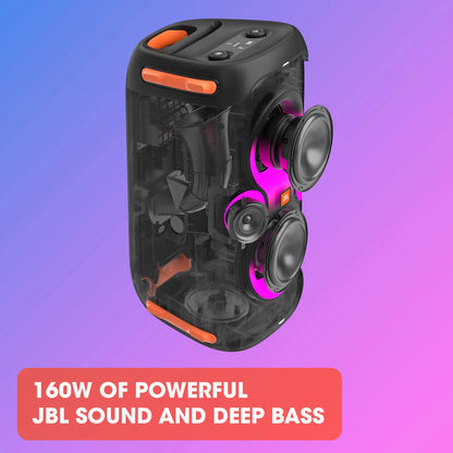 Partybox 110 - Portable Party Speaker with 160W Powerful Sound, Built-In Lights and Splashproof Design - Black
