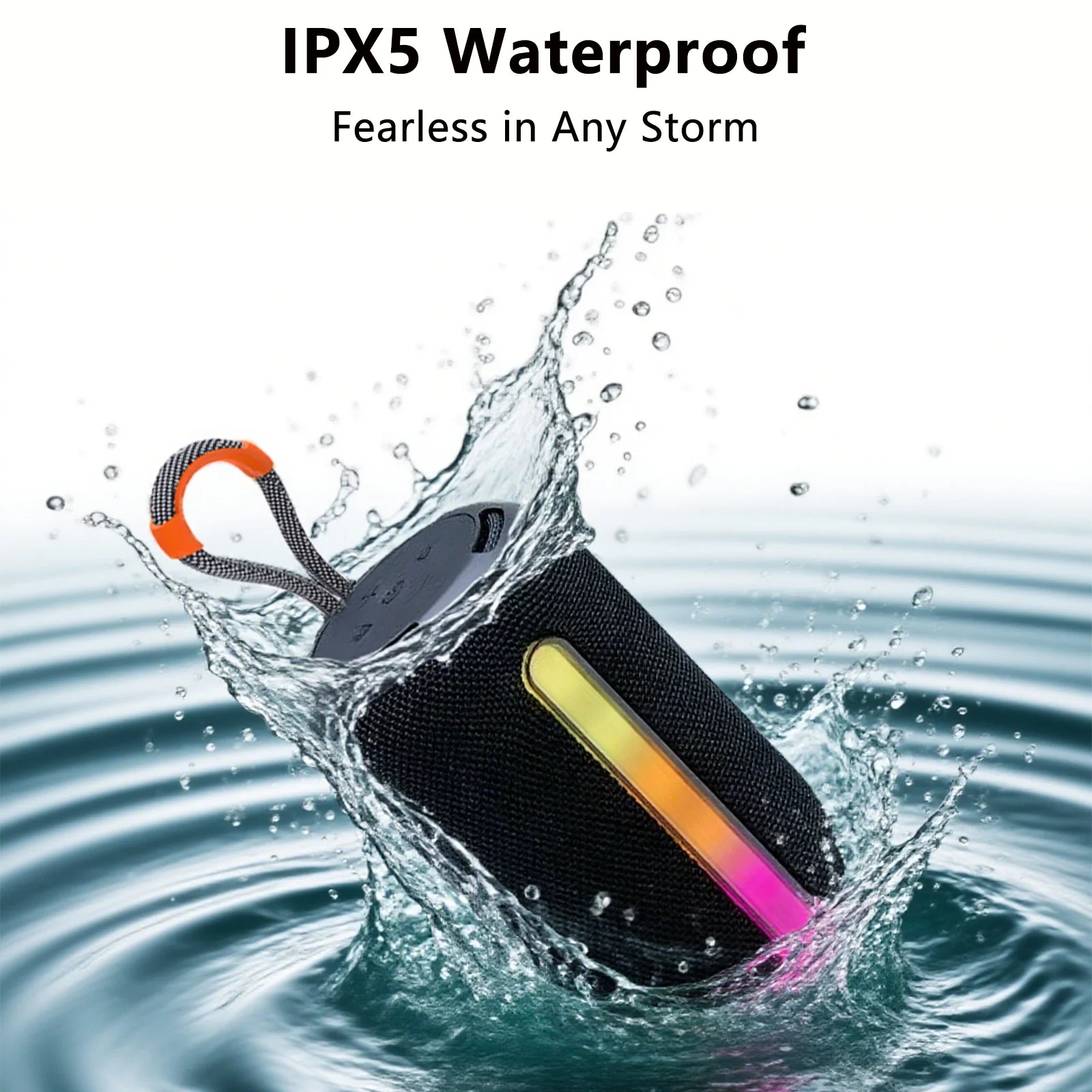 Portable Bluetooth Speaker with HD Sound, Waterproof & Dustproof Portable Speaker with Lights, up to 20H Playtime, BT5.3, Outdoor Speaker for Home/Party/Outdoor/Beach, Birthday Gift, Black