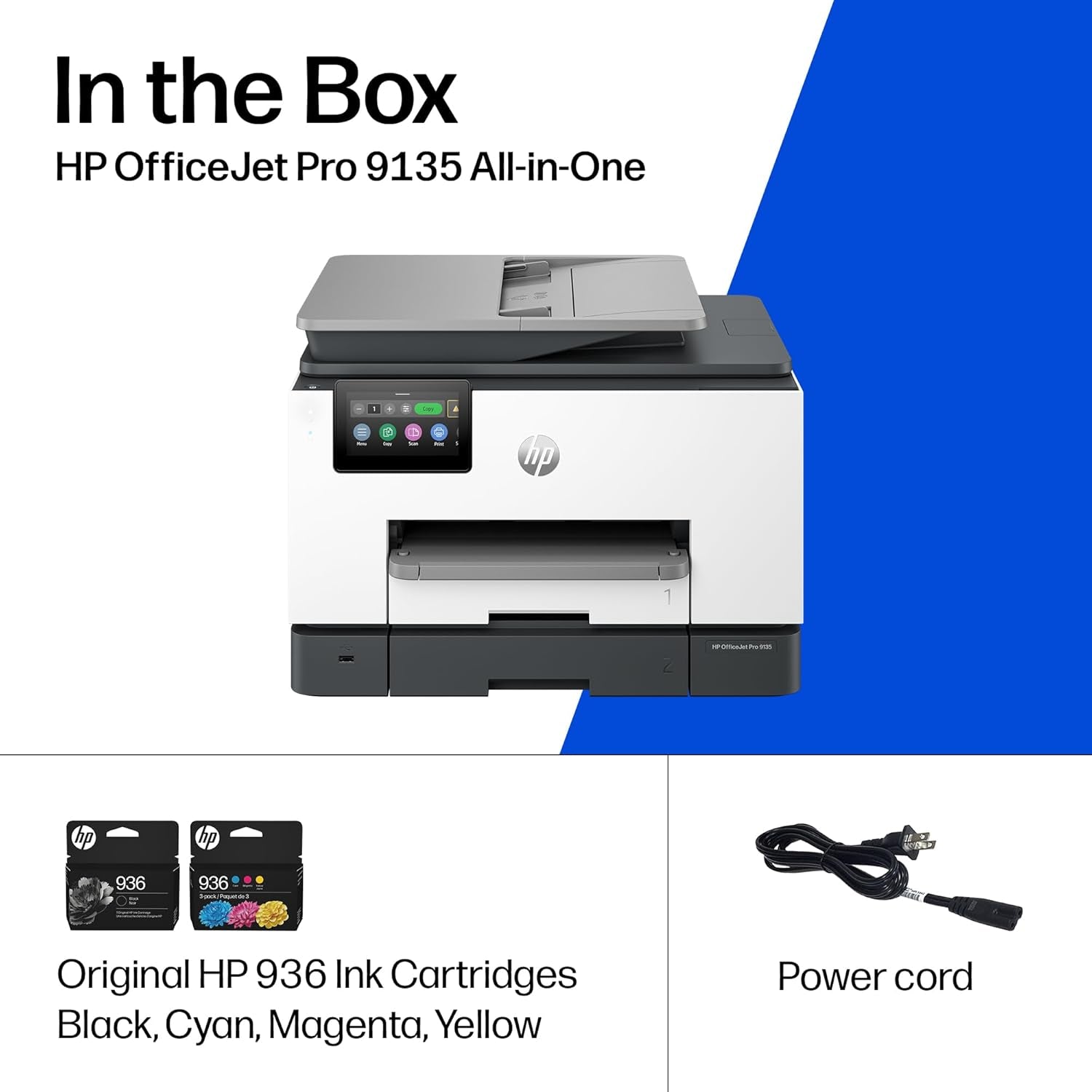 HP Officejet Pro 9135 Wireless All-In-One Color Inkjet Printer, Print, Scan, Copy, Fax, ADF, Duplex Print/Scan, Best-For-Office, 3 Month Trial of Instant Ink Included, Ai-Capable (C2WM0A)