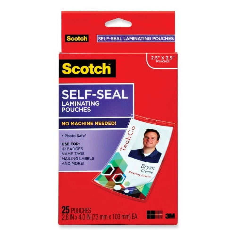 Self-Sealing Laminating Pouches, 12.5 Mil, 2.31" X 4.06", Gloss Clear, 25/Pack (LS852G)