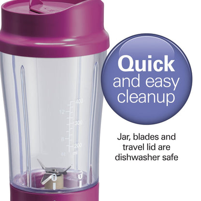 Personal Blender with Travel Lid for Smoothies and Shakes, Portable, Fits Most Car Cup Holders, Raspberry, 51131