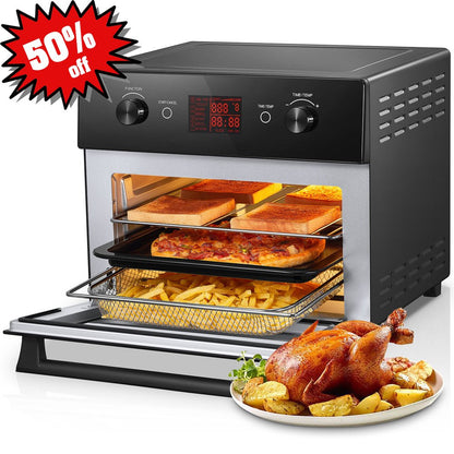 Air Fryer Toaster Oven Combo, 20QT Smart Convection Ovens Countertop, 7 Cooking Functions for Roast, Bake, Broil, Air Fry, Free Accessories Included, 1800W