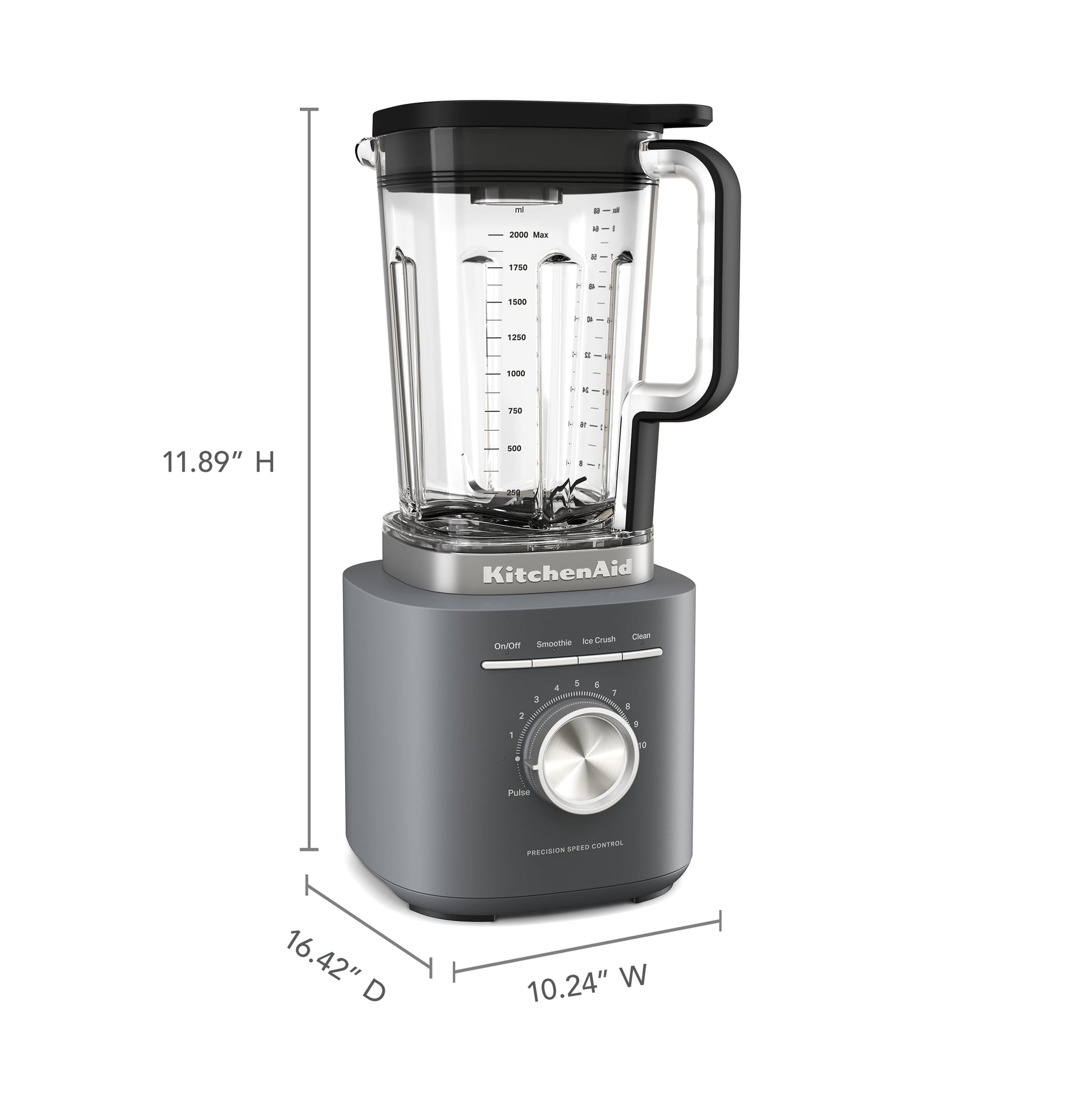 68 Oz Pure Power Blender, 1700 Watt Peak Power*, Matte Charcoal Grey