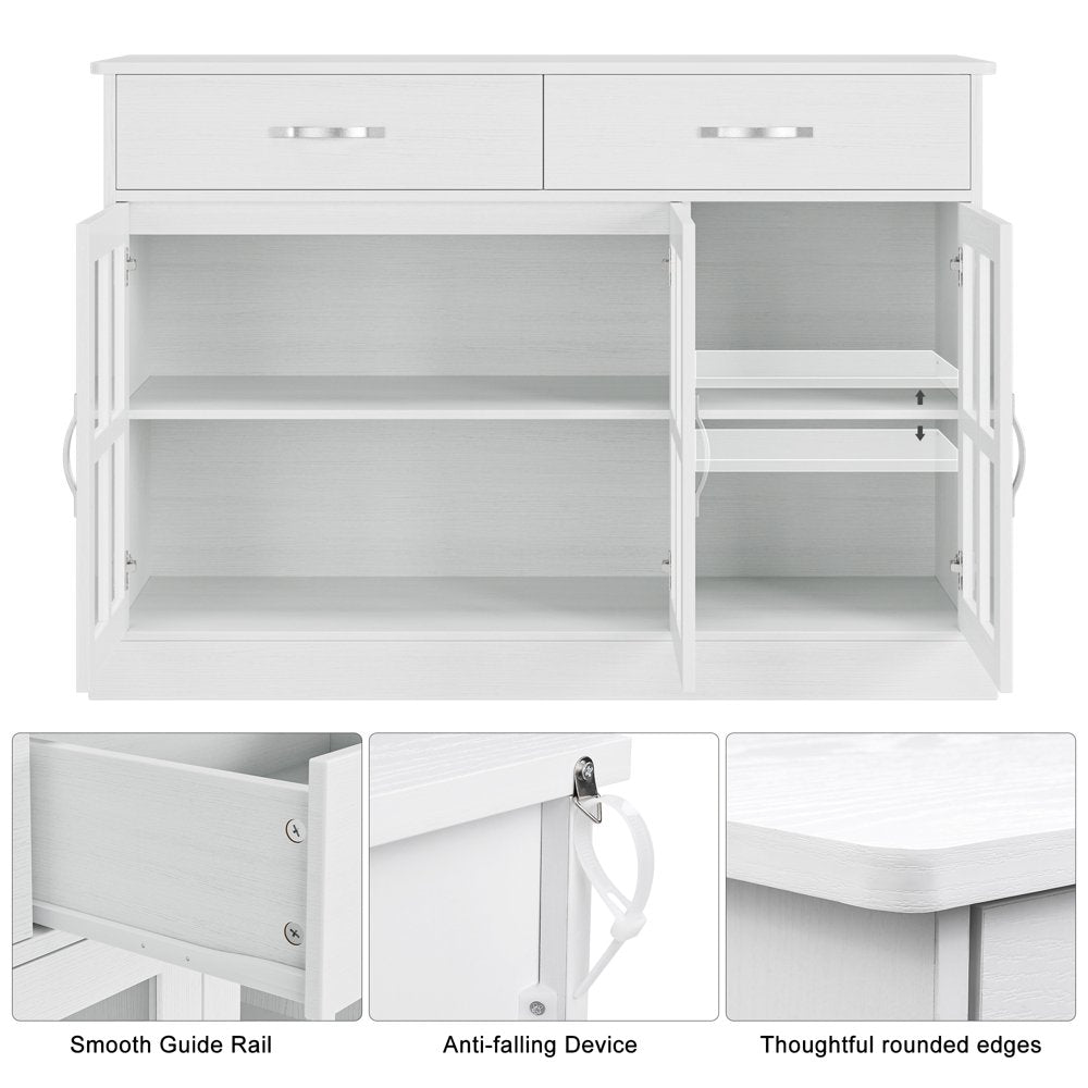 Buffet Storage Cabinet, Kitchen Sideboard with 3 Doors&2 Drawers for Dining Room, White Finish