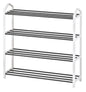 4-Tier Shoe Rack White Plastic Frame, Gray Coating, up to 12 Pairs