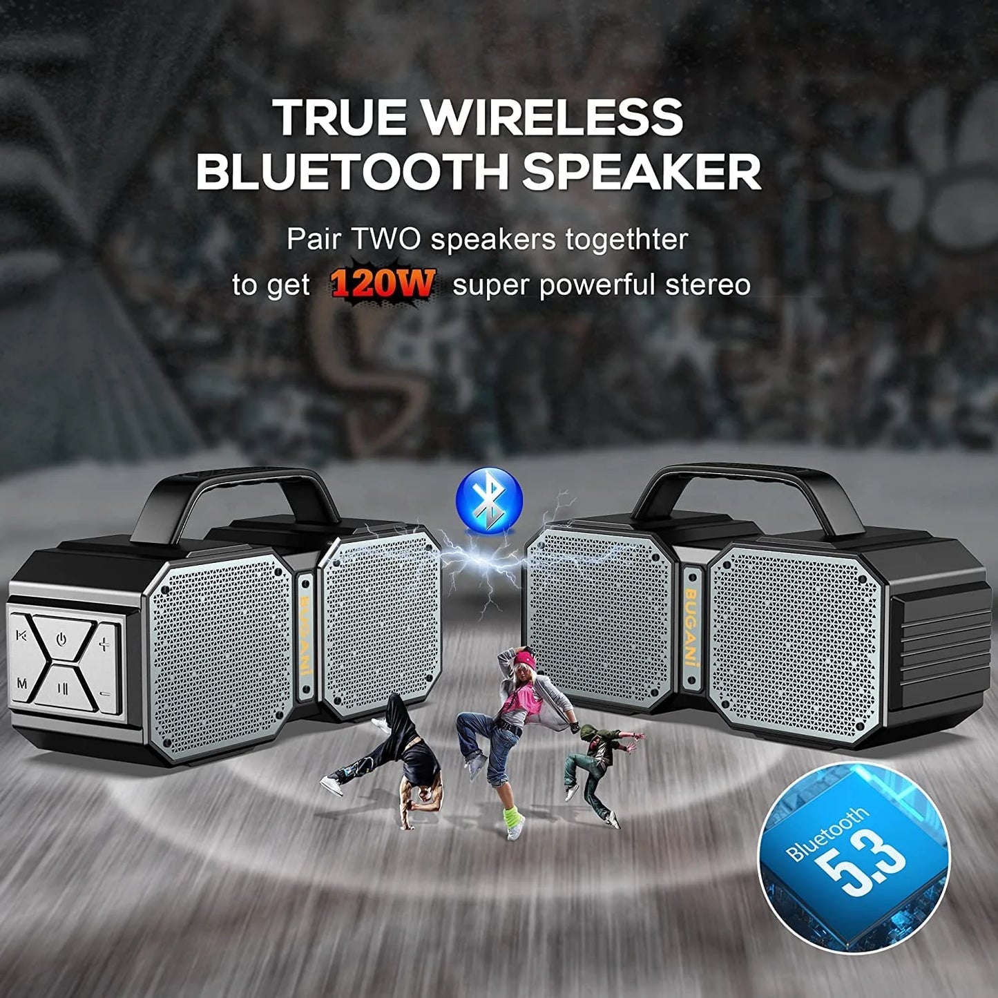Bluetooth Speakers, M83 Speaker IPX6 Waterproof Portable Large Wireless Speaker, Bluetooth 5.2,50W Big Power, 24H Playtime, Suitable for Family Gatherings and Outdoor Bluetooth Speaker Black
