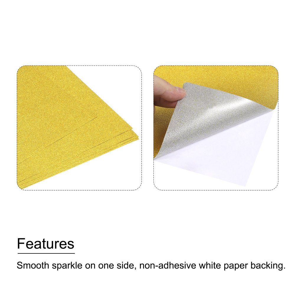 5 Sheets Glitter Cardstock Paper for DIY, 7.8 Inch X 11.8 Inch, Gold Tone, 80Gsm