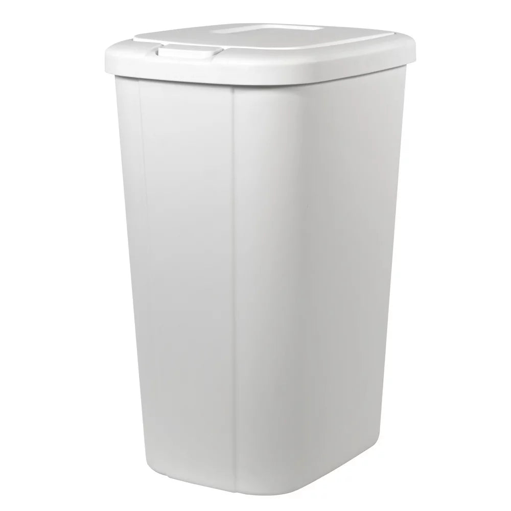 13.3 Gallon Trash Can, Plastic Touch Top Kitchen Trash Can, White