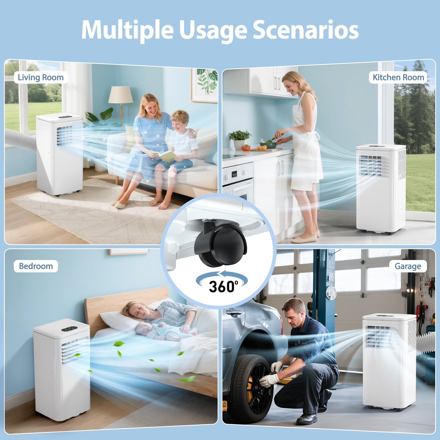 Portable Air Conditioner 10000BTU Ashrae ( 6000BTU) Indoor Room AC Unit Dehumidifier Window Kit Remote Control Easy&Efficient Bedroom