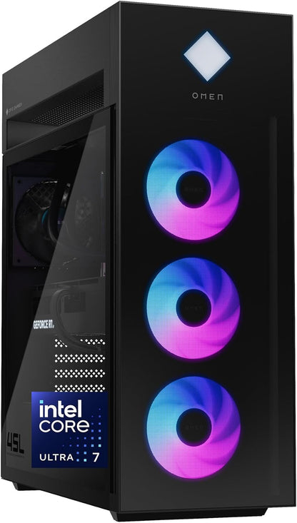 HP OMEN 45L Gaming Desktop, Intel Core Ultra 7 265K, 32 GB RAM, 2TB SSD, NVIDIA Geforce RTX 5080, Windows 11 Pro, Microsoft Copilot, Tempered Glass, GT22-3080 (2025)