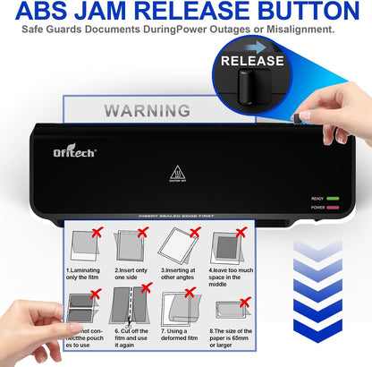 9 Inch Laminator Machine with 40 Laminating Sheets | Laminator with NTC Technology Continuous Operation and Quick 2-Min Warm-Up for Home,Office,School Use-Black