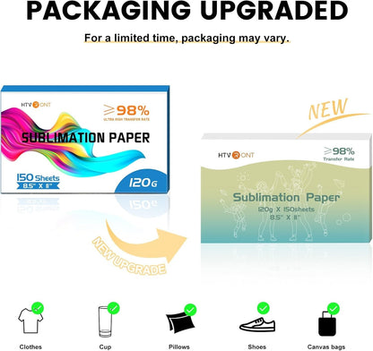 Sublimation Paper 8.5 X 11 Inches - 150 Sheets Sublimation Paper Compatible with Inkjet Printer 120Gsm
