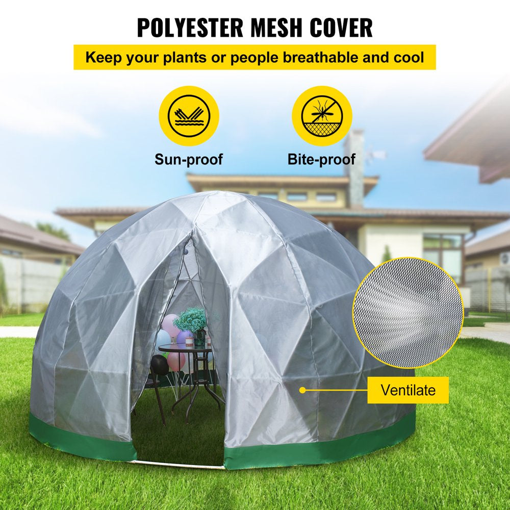 brand Dome Igloo Bubble Tent, 12'X7'Garden Dome Tent, Polyester Mesh Geodesic Dome House with Storage Bag & LED String Light, 8-10 Person Use, for Planting, Outdoor Party, Backyard, Gazebo