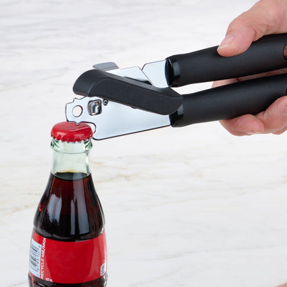 2 Ply Manual Can Opener with Integrated Bottle Opener, Black