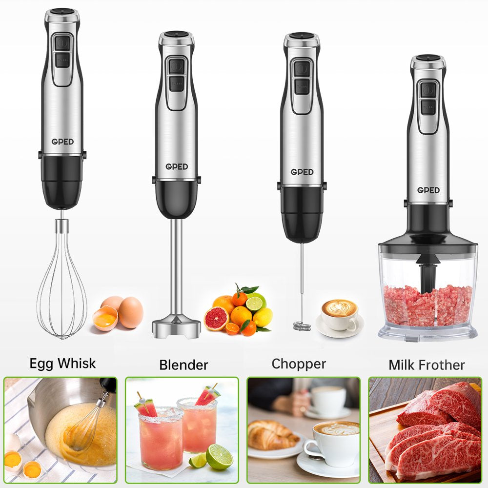 Hand Blender, 5-In-1 Immersion Hand Blender,12 Speed Turbo Mode Stick Blender for Make Smoothie, Milk Shakes,Juice ,Sauces