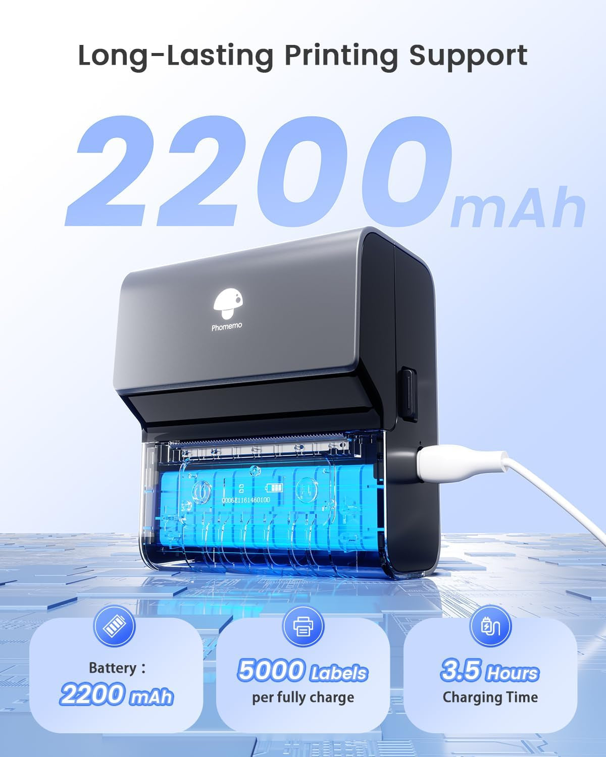 Phomemo Label Printer M221-3 Inch Wide Portable Label Maker for Small Business, Barcode & Address Labels, Compatible with Phone/Pc, Space Gray + 100 Labels
