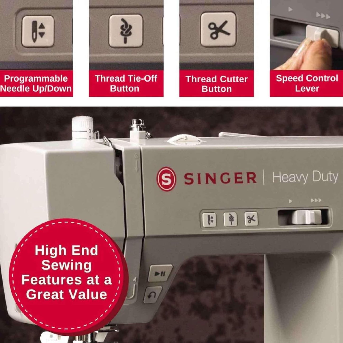 SINGER Heavy Duty 6800C Computerized Sewing Machine with Accessory Kit | Strong Motor with Enhanced Piercing Power, 586 Stitch Applications, LCD Screen, Full Metal Frame & 1-Step Buttonhole