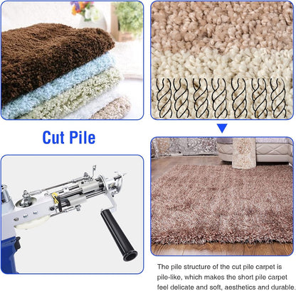 Tufting Gun Cut Pile and Loop Pile 2 in 1 Electric Rug Gun Machine Starter Kit for Tufting Lover