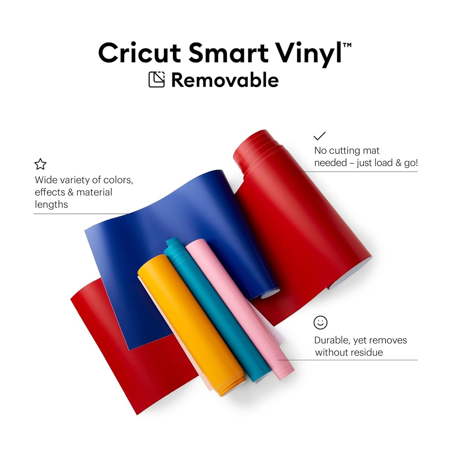 Cricut Smart Removable Vinyl, Blue | 3-Pack of 3Ft Rolls (13" X 36") - Matless Cutting for Long Cuts up to 12Ft - Compatible with Maker & Explore Machines