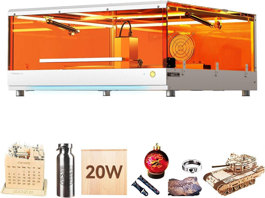 TOOCAA 20W Laser Engraver and Cutter Machine,Professional Software,22" X 22" Bed Size, Class 1 Safety Enclosed Laser Cutter and Lazer Engraving Machines for Tumblers Wood Metal Acrylic