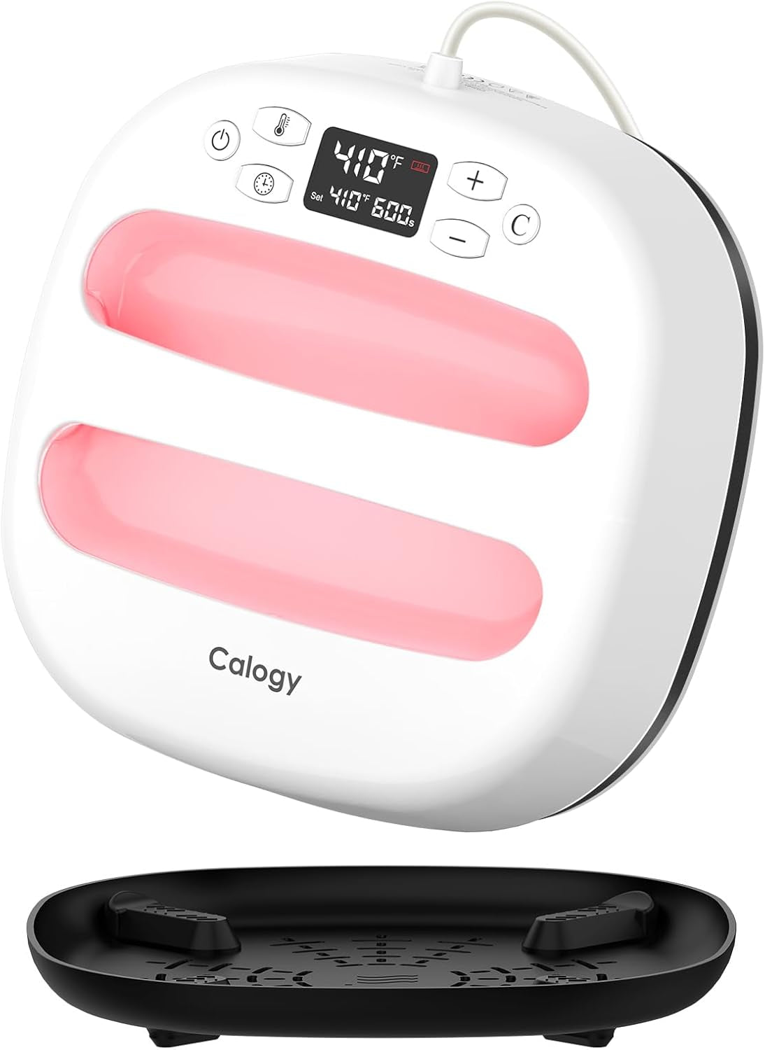 Calogy Heat Press Machine for T-Shirts 10"X10", Portable Heat Press Fast up to 410℉(210 ºc), Precise Temp Control, 15 Mins Auto off for Bag, Pillows, Sublimation Vinly Transfer(White Pink, 10 X 10 In)