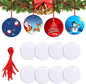 Sublimation Ornament Blanks 3.15 Inch - 12 PCS Sublimation Christmas Ornament Blanks with Red String - Personalized MDF Decoration Supplies for Halloween Christmas