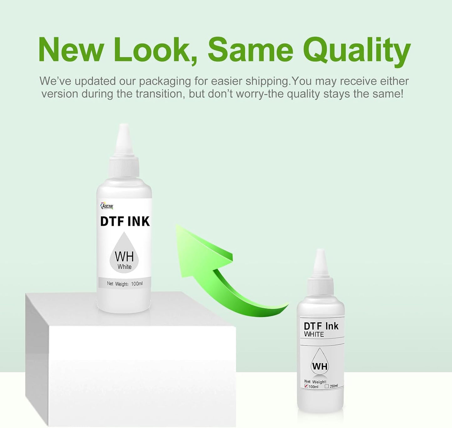 DTF Ink 600ML, Premium DTF Printer Ink, 6X100Ml Refill for ET-8550 XP15000 L1800, R1390 R2400, DTF Transfer Ink for PET Film (100Ml X 6, 2 Wh+Cmyk)