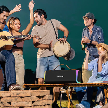 Portable Bluetooth Speaker, IPX6 Waterproof Outdoor Speaker with RGB Lights, TWS Pairing, Bluetooth 5.3/AUX/TF/USB, 20W Stereo Sound, Wireless Speaker for Home, Outdoor and Travel