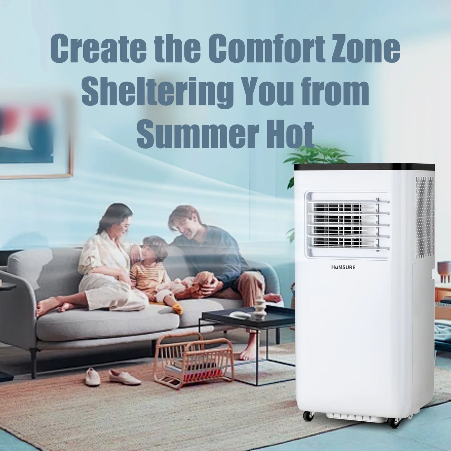 Portable Air Conditioners 10000 BTU Room Air Conditioning, Portable AC Unit with Remote Control, Cooling, Dehumidifier and Fan, Automatic, Sleep 5 Mode Floor AC