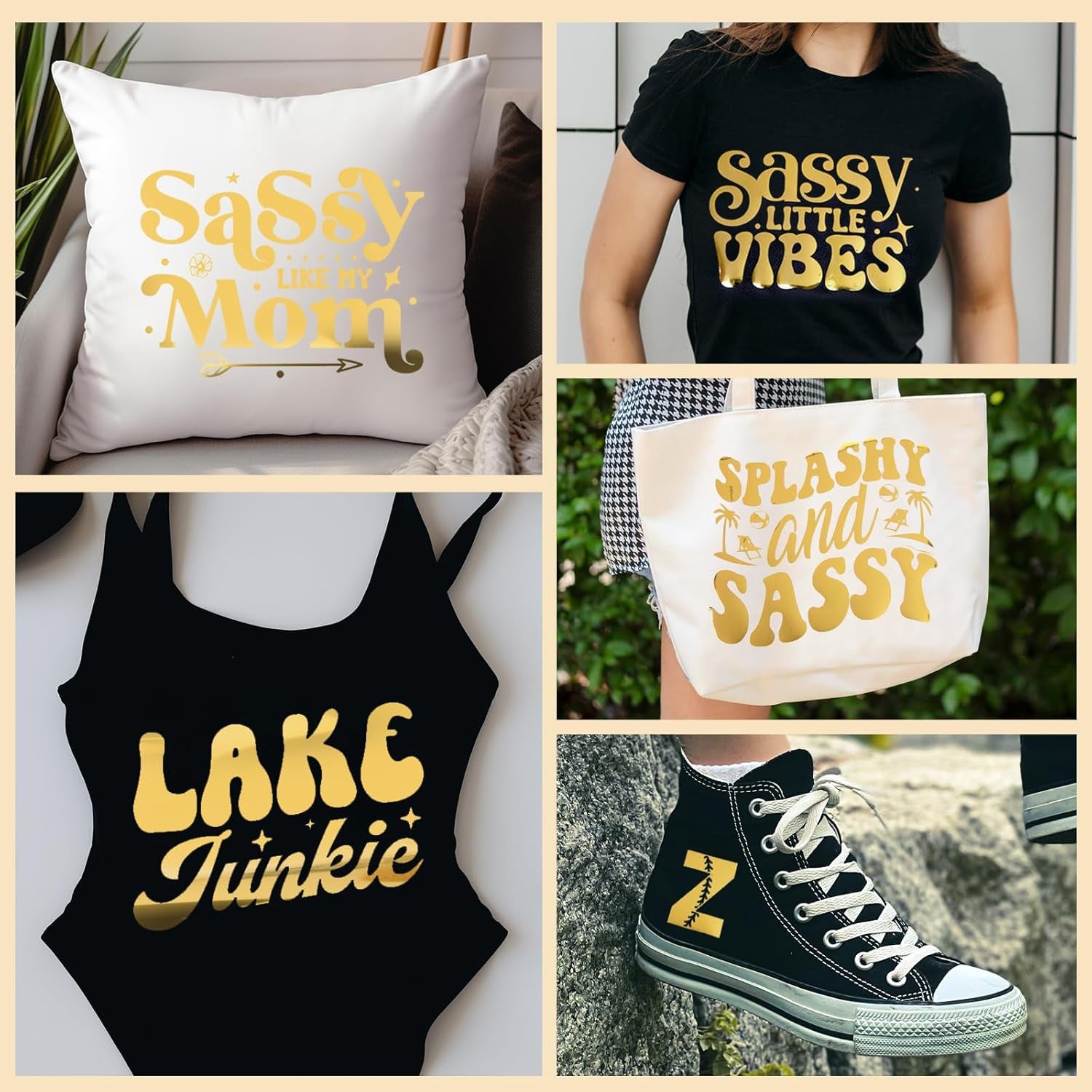 Gold Metallic Chrome HTV Heat Transfer Vinyl, Soft Foil Gold Iron on Vinyl for Halloween T-Shirts Easy to Cut & Weed DIY Heat Press Design,12" X 6Ft