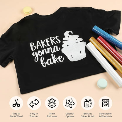 Royal Blue Glitter HTV Vinyl- 10” X 5Ft Royal Blue Glitter Iron on Vinyl for All Cutting Machine, Glitter Heat Transfer Vinyl Roll for T Shirts - Easy to Cut & Weed for Heat Vinyl Design