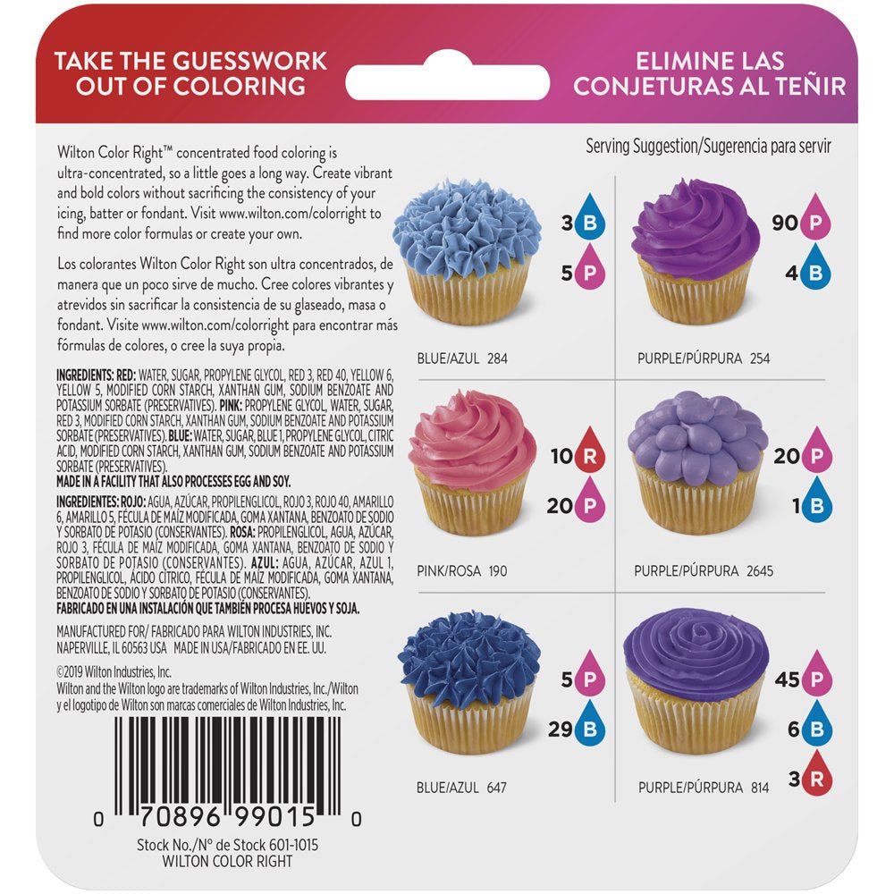 3-Piece Color Right Concentrated Food Coloring Set, 1.92 Oz. (Red, Blue, Pink)