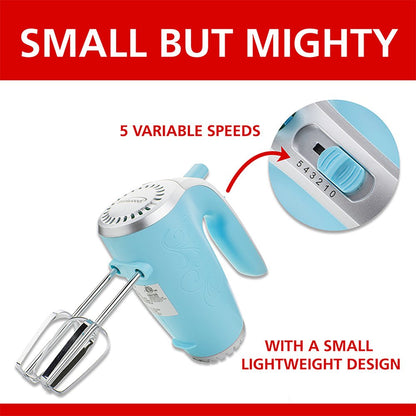 Lightweight 150-Watt 5-Speed Electric Hand Mixer (Blue)