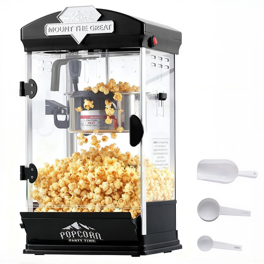 Popcorn Maker Machine, 10Oz Kettle Popcorn Machine with Warming Deck, Countertop Popcorn Popper for Movie Theatre, Parties, Black