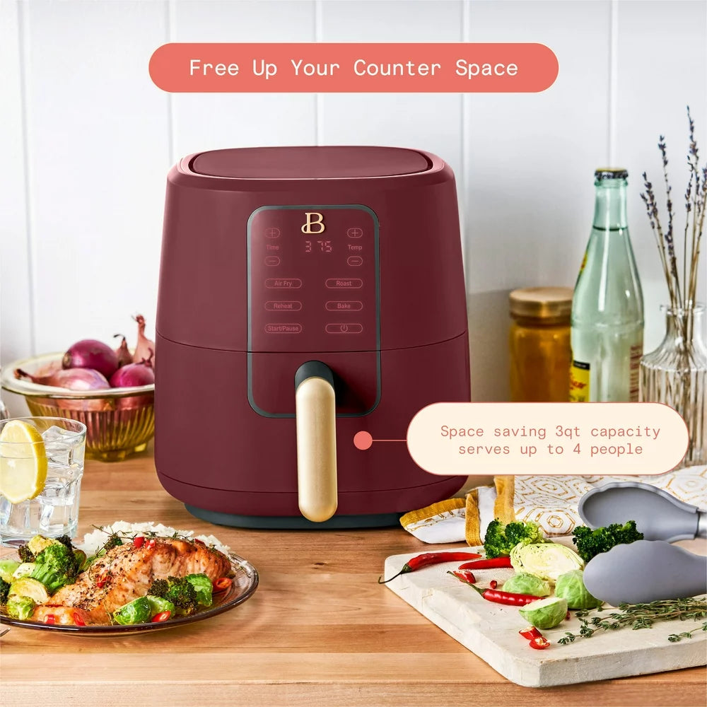 3 Qt Air Fryer with Turbocrisp Technology, Limited Edition Merlot by Drew Barrymore