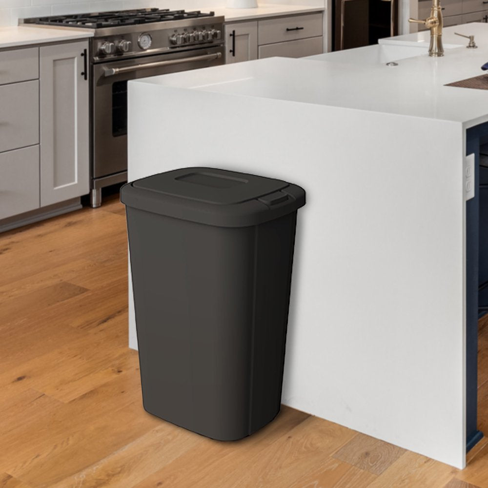 13.3 Gallon Trash Can, Plastic Touch Top Kitchen Trash Can, Black