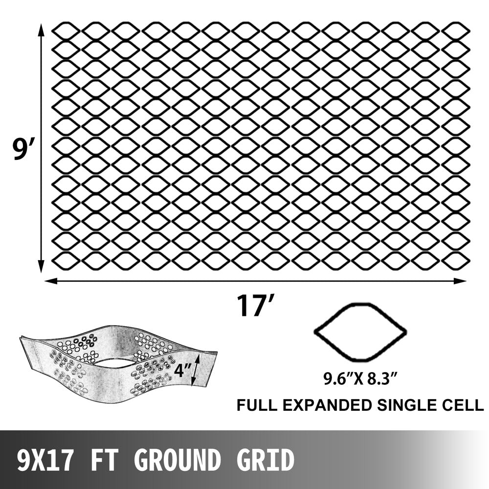 4" Geo Grid Ground Grid 9X17 Ft Geocell 4" Thick HDPE Material 1885Lbs/Sq. Ft